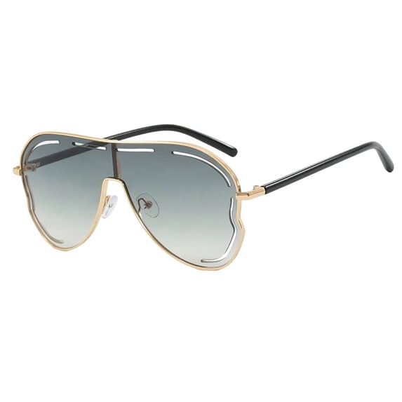 Oversized Wrap Around Retro Sunglasses for Women Classic Shield One Piece Frame Pilot Aviator Big Sunnies UV Protection Metal Frame Designer Shades