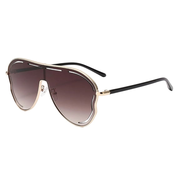Oversized Wrap Around Retro Sunglasses for Women Classic Shield One Piece Frame Pilot Aviator Big Sunnies UV Protection Metal Frame Designer Shades