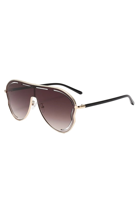 Oversized Wrap Around Retro Sunglasses for Women Classic Shield One Piece Frame Pilot Aviator Big Sunnies UV Protection Metal Frame Designer Shades