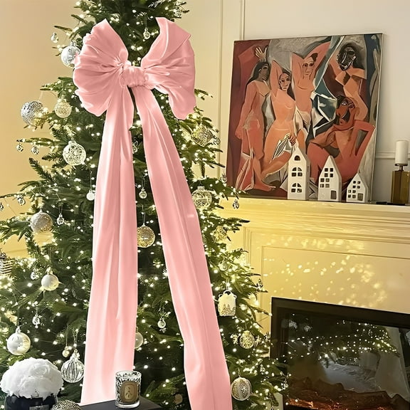 Oversized Wrinkle-Free Velvet Ribbon Bow,Large Velvet Christmas Tree Topper Bow,Giant Big Velvet Bow for Christmas Tree Topper Wall Mantle Indoor Party Wedding Backdrops,Valentines Xmas Decoration,B