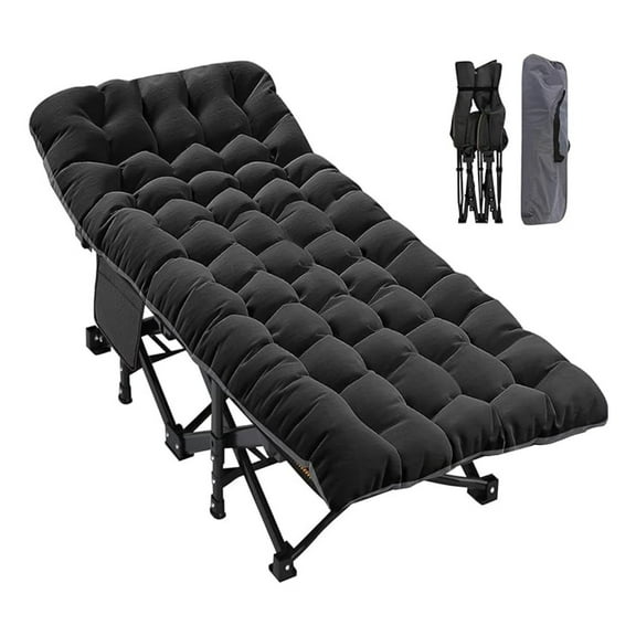 Oversized XXL Folding Camping Cot W/Mat for Adults, 78" L x 32" W x 18" H, Heavy Duty Outdoor Bed with Carry Bag,1200 D Layer Travel Camp Cots