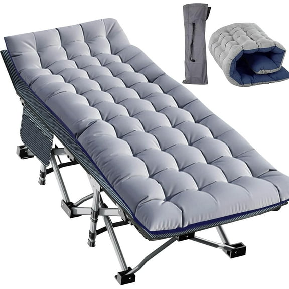 Oversized XXL Folding Camping Cot for Adults with Pad, Padded Portable Sleeping Cots, Camp Bed with Carry Bag for Outdoor Travel, Beach, Hiking