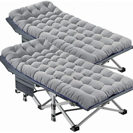 Oversized XXL Folding Camping Cot with Mattress, 2 Pack Heavy Duty Sleeping Cot Bed Portable Adults Outdoor Bed with Carry Bag, Travel Camp Cots