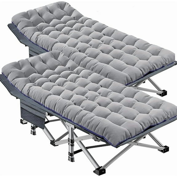 Oversized XXL Folding Camping Cot with Mattress, 2 Pack Heavy Duty Sleeping Cot Bed Portable Adults Outdoor Bed with Carry Bag, Travel Camp Cots
