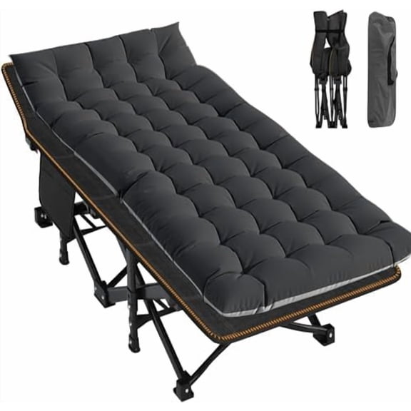 Oversized XXL Folding Camping Cots for Adults, Heavy Duty Sleeping Cots with Carry Bag, Double Layer Oxford Portable Travel Camp Cots for Home Office Outdoor Travel Camp Beach Vacation