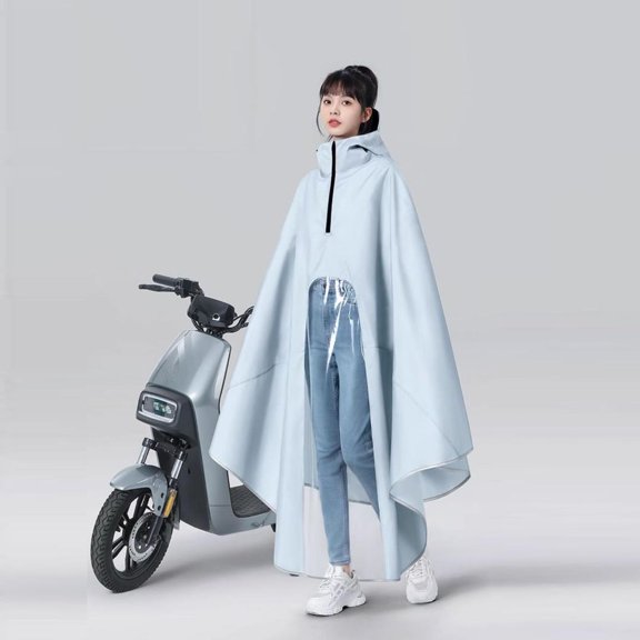 Oversized Xxl Thick, High-Neck Electric Bike Poncho Raincoat With Hood, Waterproof Full Coverage Rain Protection For Outdoor Cycling And Daily Use For S