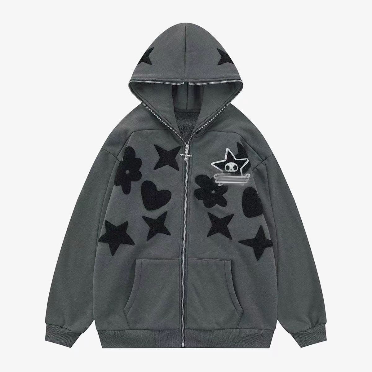 Oversized Y2k Hoodies Men Streetwear Stars Gothic Jackets Zip Up 