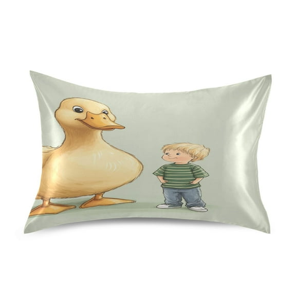 Oversized Yellow Duck Satin Pillowcase 20''x26'' Double-Sided Print Soft Wrinkle Resistant