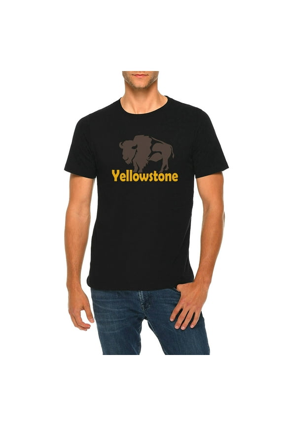 Oversized Yellowstone Park Buffalo Graphic Design Deluxe Jersey T-Shirt - Black 3XL
