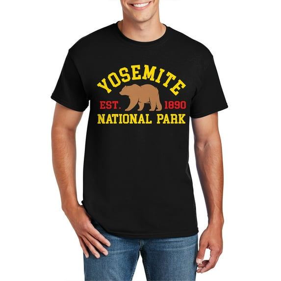 Oversized Yosemite Great National Park Graphic Men's DryBlend Cotton Polyester T-Shirt - Black XL