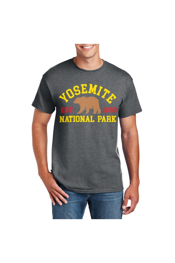 Oversized Yosemite Great National Park Graphic Men's DryBlend Cotton Polyester T-Shirt - Dk Heather 4XL