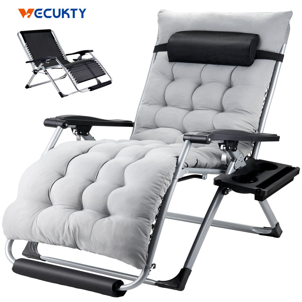 Oversized Zero Gravity Chair (2 Pack) ,VECUKTY Oversized XL 29IN Ergonomic Patio Recliner Folding Reclining Chair for Indoor and Outdoor,Gray - image 1 of 7