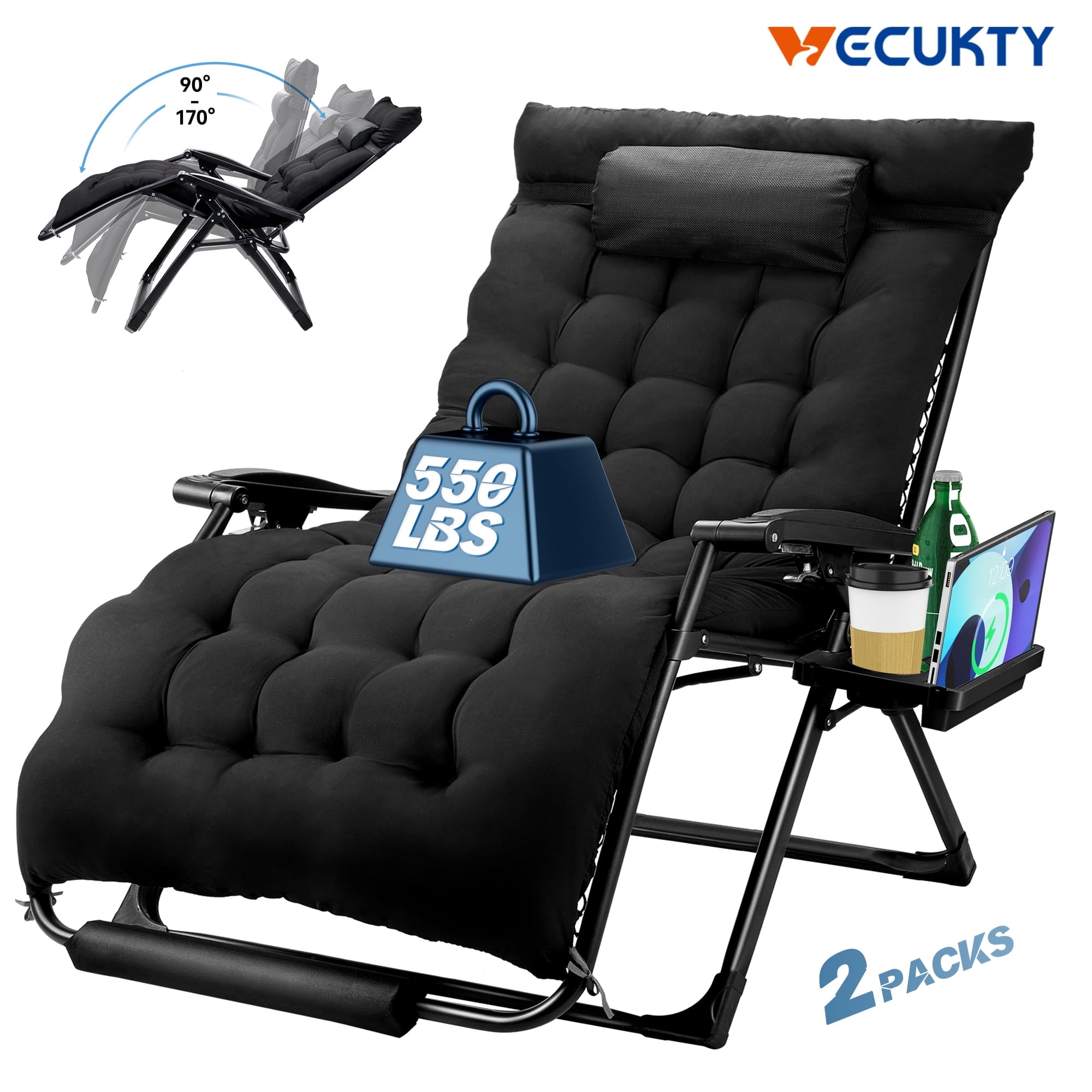 VECUKTY XXL 33IN Oversized Zero Gravity Chair (2Pcs), Ergonomic