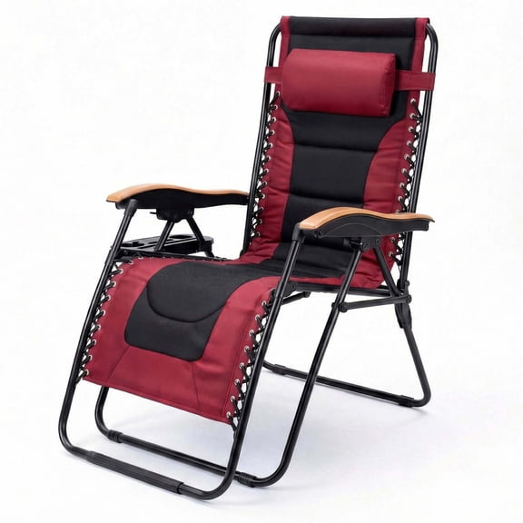 Oversized Zero Gravity Chair 400lbs Padded Foldable w/ Cup Holder