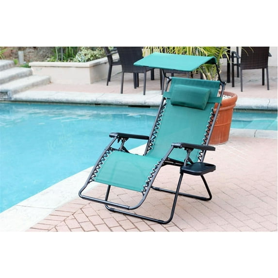 Oversized Zero Gravity Chair with Sunshade and Drink Tray - Green
