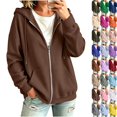 thumbnail image 1 of Oversized Zip Up Hoodie For Women Casual Long Sleeve Sweatshirts Fall Winter Track Jackets Coffee M, 1 of 8