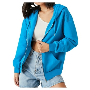 Oversized Zip Up Hoodie for Women Baggy Loose Basic Zipper Hooded Sweatshirt Coat Y2K Jacket