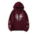 thumbnail image 1 of Oversized Zip Up Hoodie for Women Men Gothic Spider Web Heart Graphic Sweatshirt Punk Harajuku Alt Emo Streetwear, 1 of 2