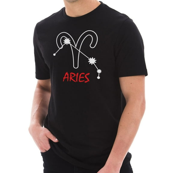 Oversized Zodiac Aries Sign Graphic Design Short Sleeve Cotton Jersey T-Shirt - Black 3XL