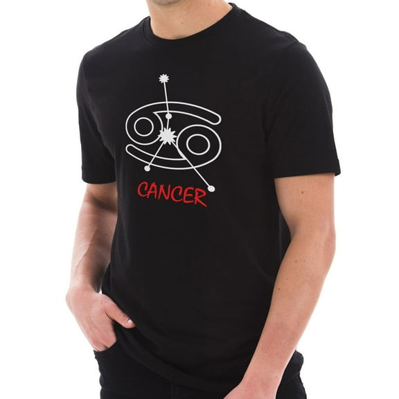 Oversized Zodiac Cancer Sign Graphic Design Short Sleeve Cotton Jersey T-Shirt - Black 3XL