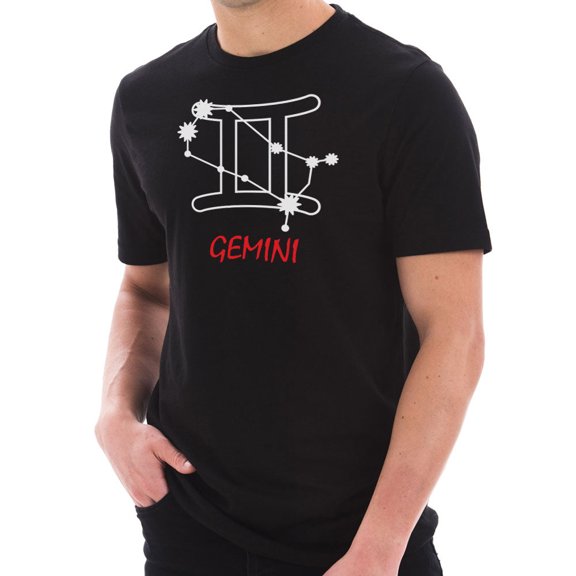 Oversized Zodiac Gemini Sign Graphic Design Short Sleeve Cotton Jersey T-Shirt - Black XL