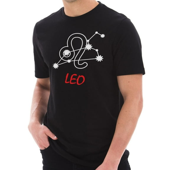 Oversized Zodiac Leo Sign Graphic Design Short Sleeve Cotton Jersey T-Shirt - Black XL