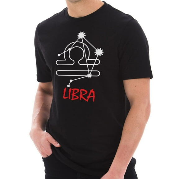 Oversized Zodiac Libra Sign Graphic Design Short Sleeve Cotton Jersey T-Shirt - Black XL