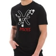 thumbnail image 1 of Oversized Zodiac Pisces Sign Graphic Design Short Sleeve Cotton Jersey T-Shirt - Black XL, 1 of 4