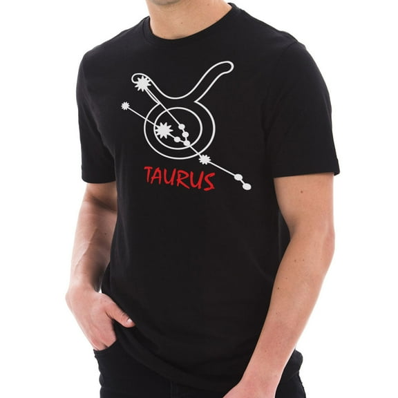 Oversized Zodiac Taurus Sign Graphic Design Short Sleeve Cotton Jersey T-Shirt - Black XL