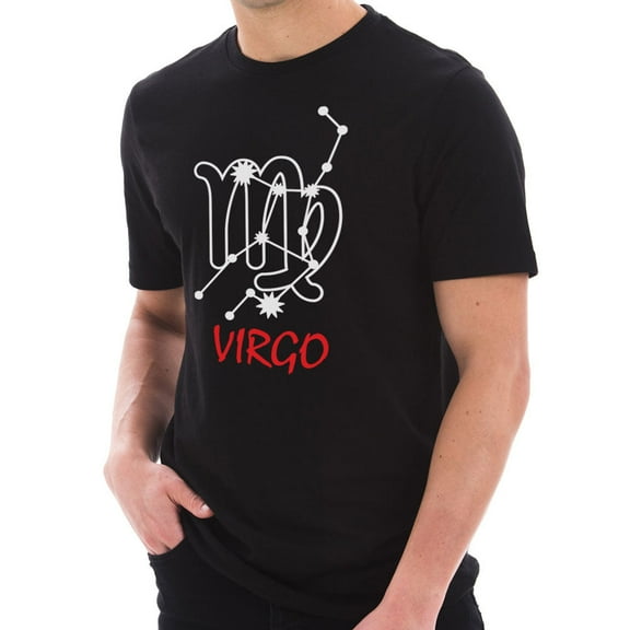 Oversized Zodiac Virgo Sign Graphic Design Short Sleeve Cotton Jersey T-Shirt - Black XL