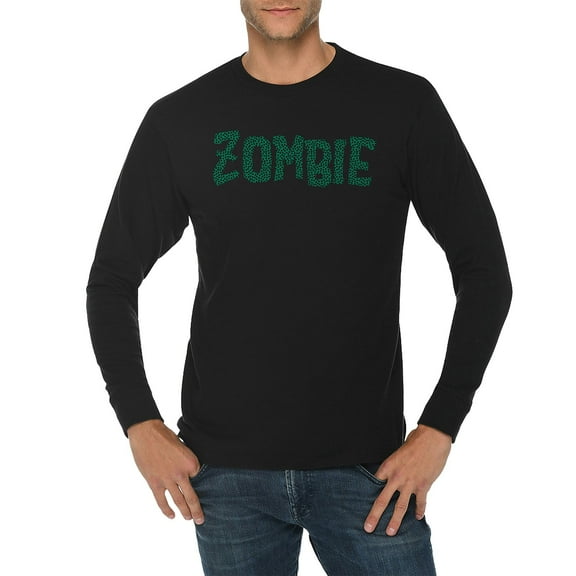 Oversized Zombie Graphic Long Sleeve Crewneck Tee - Black XL