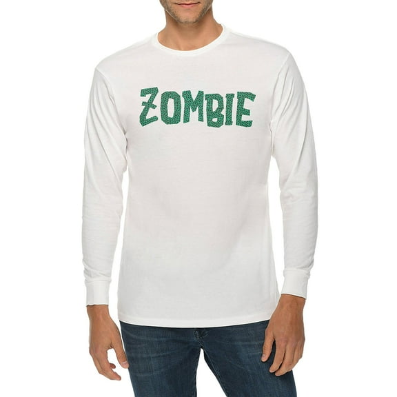 Oversized Zombie Graphic Long Sleeve Crewneck Tee - White XL