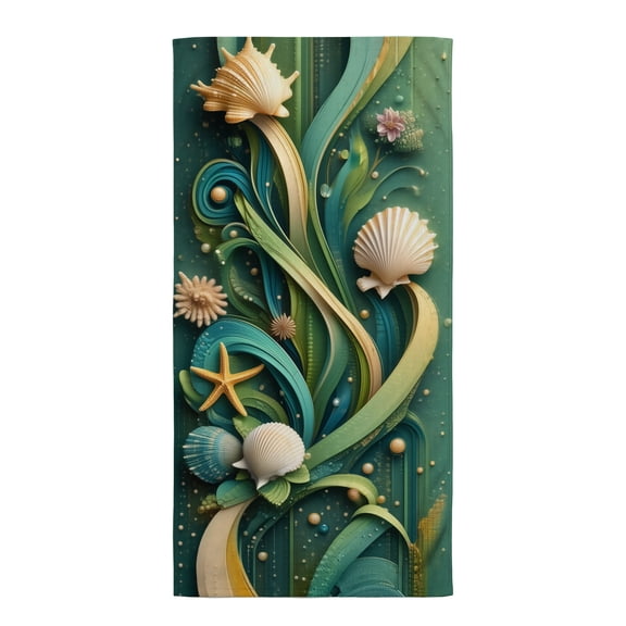 Oversized beach towels boho A green and gold background with seashells and starfish luxury beach towel towels xl toallas microfibra cabana beach towel