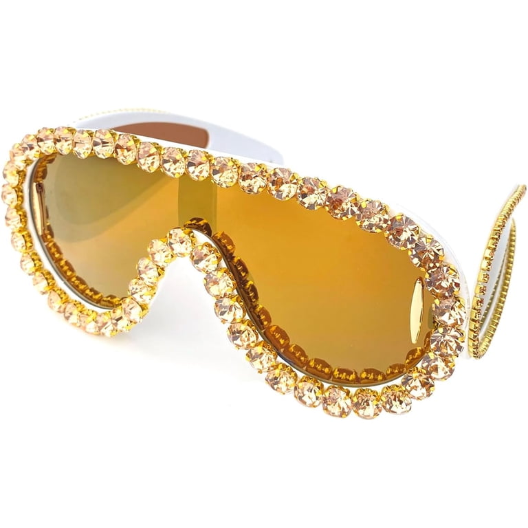NEW Fashion Bling Oversized Sunglasses Amazon.com: willochra 2pcs Square Crystal polygon Sunglasses  main image 4