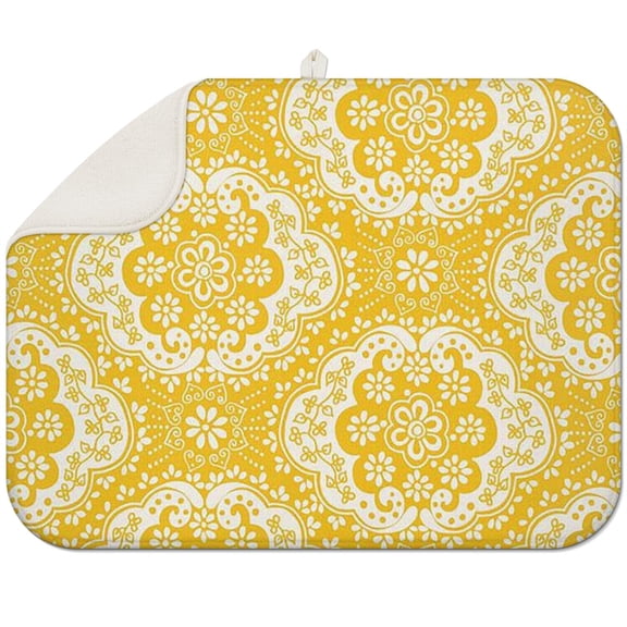 Oversized boho floral drying mat 18x24 Inch, thick microfiber fabric, great for absorbing moisture and protecting counters