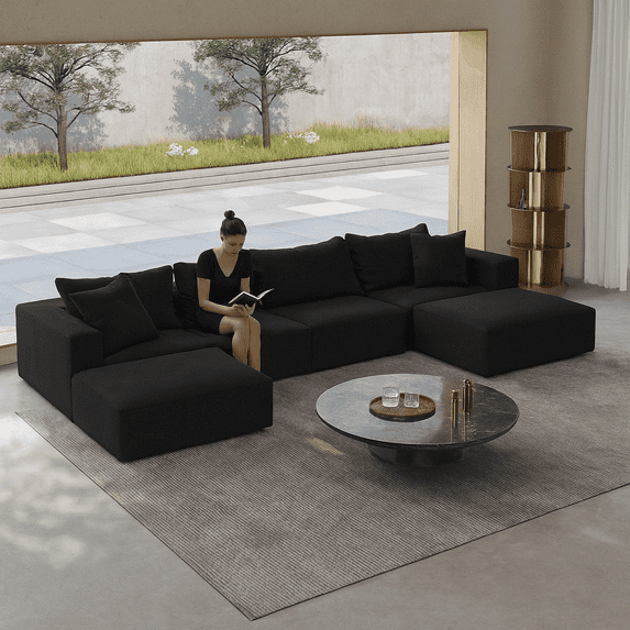 Oversized sponge cloud sofa,Modern Upholstered Sectional Sofa Couch Set,Modular 162" L Shaped Sectional Living Room Sofa Set With 6 Pillows,Free Combination Sofa Couch for Living Room,Bedroom