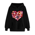 thumbnail image 1 of Oversizes Hoodies for Valentine's Day Womens Leopard Heart Pullover Cute Sweatshirt with Drawstring, 1 of 5