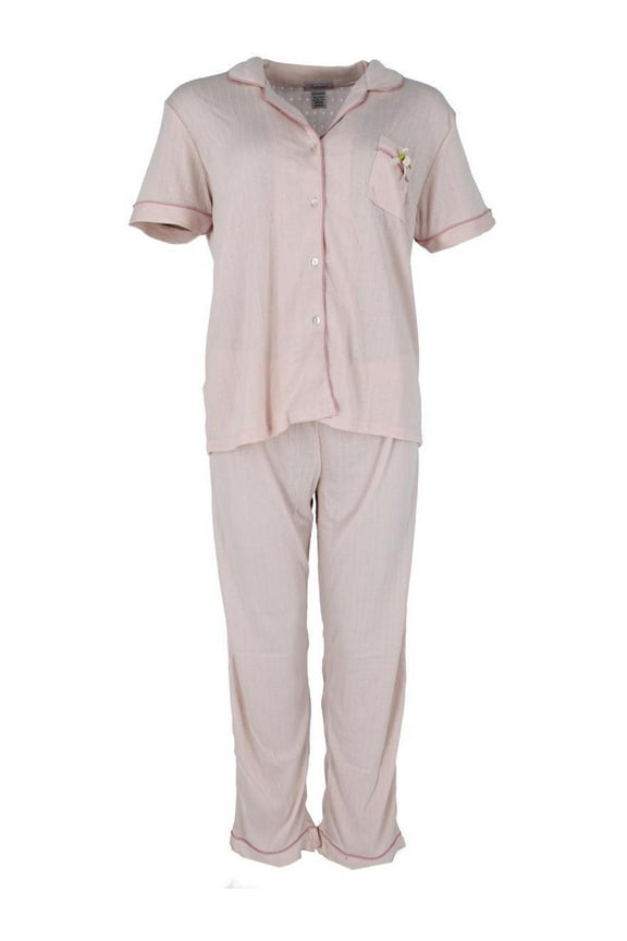 Pointelle Notch Collar Short Sleeve Pajama Set (Women)