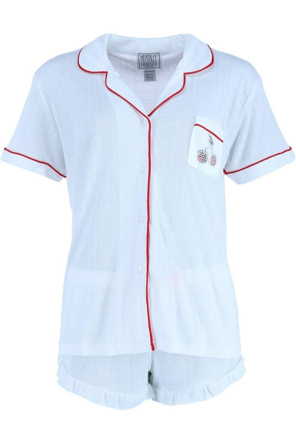 Shorts Pointelle Cherries Notch Pajama Set (Women)