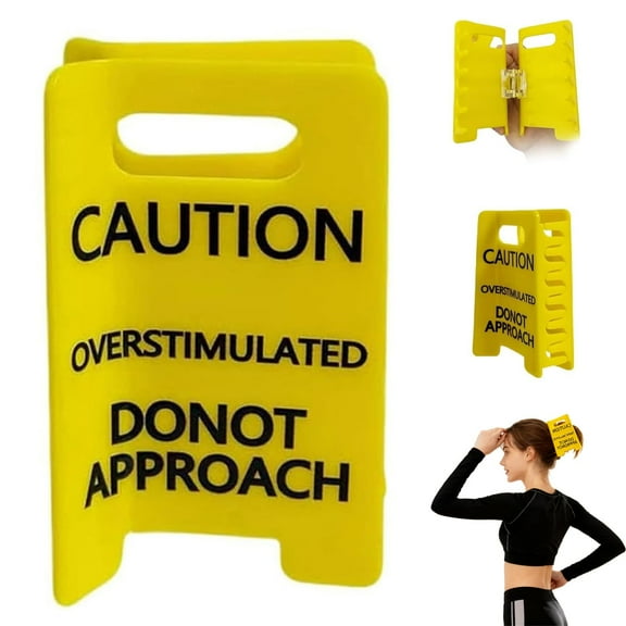 Overstimulated Caution Sign Hair Claw Clip, Do Not Approach Sign Hair Claw Clip, Yellow Caution Hair Clip, Funny Yellow Hairs Clips, for Thick, Bold Gift for Coworkers and Friends (1pcs)