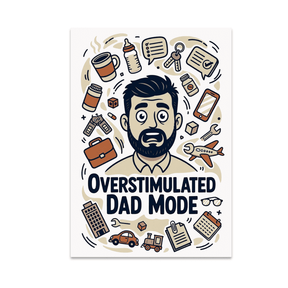 Overstimulated Dad Mode - Parenting Enthusiast - 13x19 Poster Print