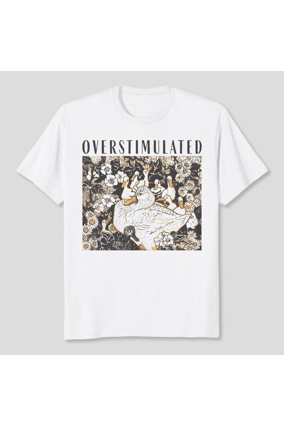 Overstimulated Mama Duck Floral Shirt, Men's And Women's Graphic Tee 100% Cotton by TBun, Full Sizes S-5XL