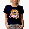 thumbnail image 1 of Overstimulated Moms Club, Retro Rainbow & Flowers Art Mother's Day Gift, Navy Blue T-Shirt, XL, 1 of 5