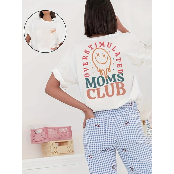 Overstimulated Moms Club T-Shirt Funny Mom Life Double Sided Graphic Tee