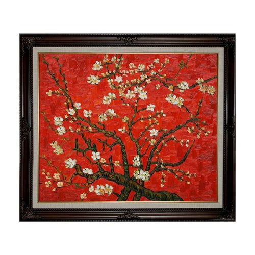 Overstock Art VG2129-FR-B5W20X24 Van Gogh - Branches Of An Almond Tree In Blossom (Artist Interpretation in Red) Framed Art