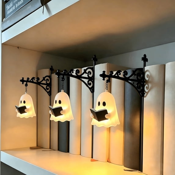 Overstock & Free Returns Library Lantern Mini Bookshelf Lighting 3 Pack, Halloween Ghost Decorations,Led Books Nook Lamp Ornament for Study Reading Corner Home Library, Unique Gift for Book Lovers