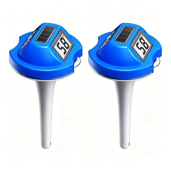 Overstock & Free Returns! Pool Thermometer Floating Easy Read, Solar Powered | Large LCD Display- IP68 Waterproof Digital Pool Thermometer | Pools Water Temperature Gauge for Hot Tub - 2 Pack
