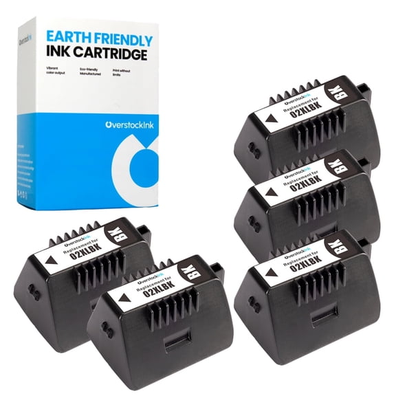 OverstockInk 02 Cartridges Black Compatible for HP02 Ink for PhotoSmart 3310 (5 Black)