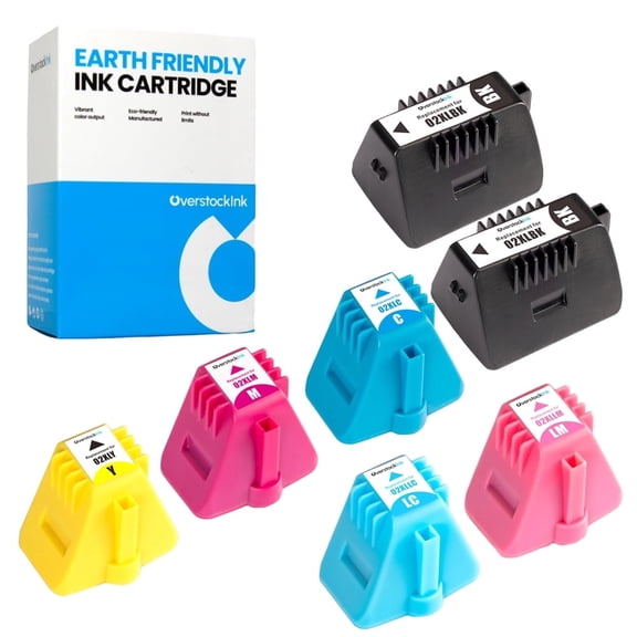 OverstockInk 02 7-Pack Printer Cartridges Compatible for HP 02 PhotoSmart D7200 (2 BK, 1 each C, M, Y, LC, LM)