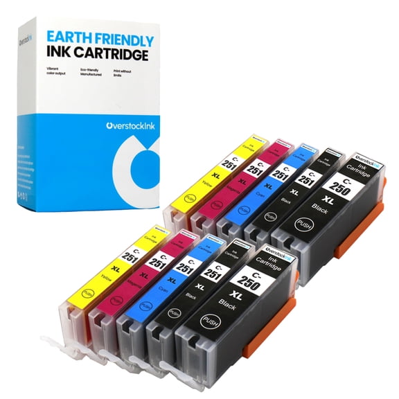 OverstockInk 10-Pack PGI-250XL CLI-251XL Ink Cartridges Compatible for Canon PGI-250XL CLI-251XL Ink Cartridge for PIXMA MG7520 MX722 MX920 MX922 (2 each Pigment Black, Black, Cyan, Magenta, Yellow)